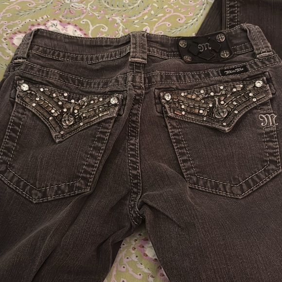 Miss Me Grey Skinny Jeans with Embellished Back - Picture 11 of 15